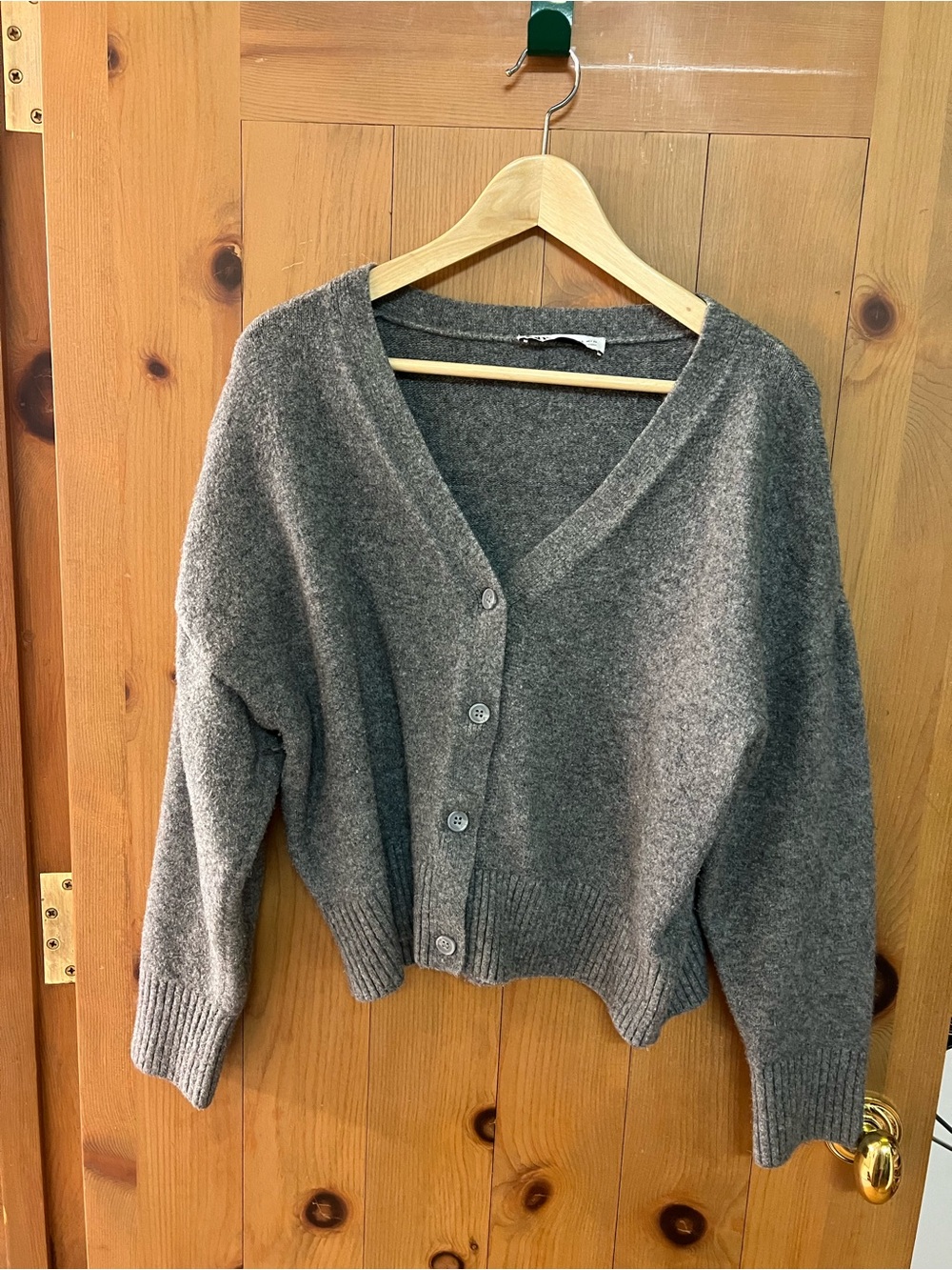 Cozzy Zara V-Neck Women's Sweater Cardigan - Gray
